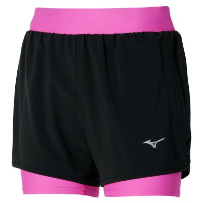 Pantalones Cortos Mizuno ER 4.5 2IN1 Mujer - Negros / Rosas - Chile M249BSACON